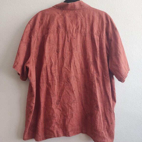 REI Cooperative Shirt Mens 2XL Rust Brown Organic Cotton Hemp Outdoors Map Print - Picture 8 of 10